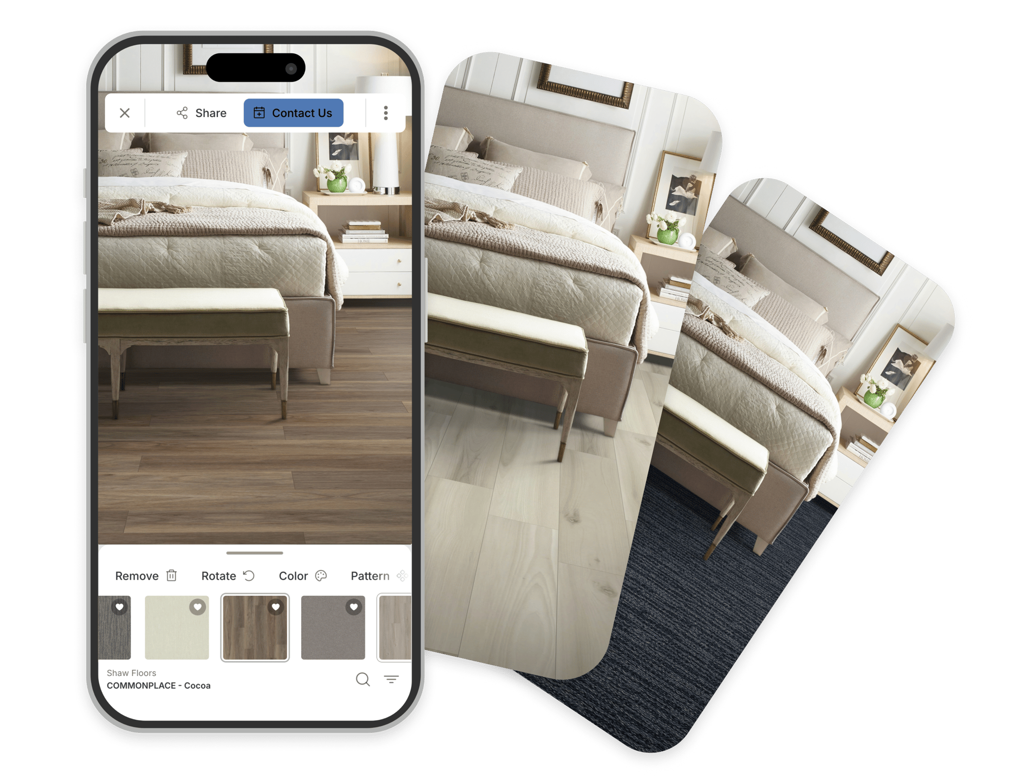 Summit Flooring bedroom phone mockup